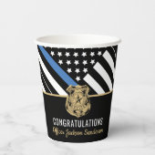 Politie pensioen blauwe lijn wetshandhaving papieren bekers (Achterkant)