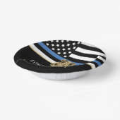 Politie pensioen blauwe lijn wetshandhaving papieren kommen (Gebogen)