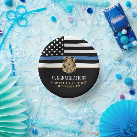 Politie pensioen blauwe lijn wetshandhaving papieren kommen (Feest)