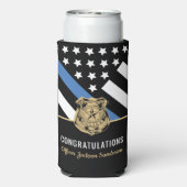 Politie pensioen blauwe lijn wetshandhaving seltzer blikjeskoeler (Seltzer Achterkant)