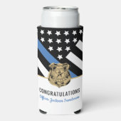 Politie pensioen blauwe lijn wetshandhaving seltzer blikjeskoeler (Seltzer Achterkant)