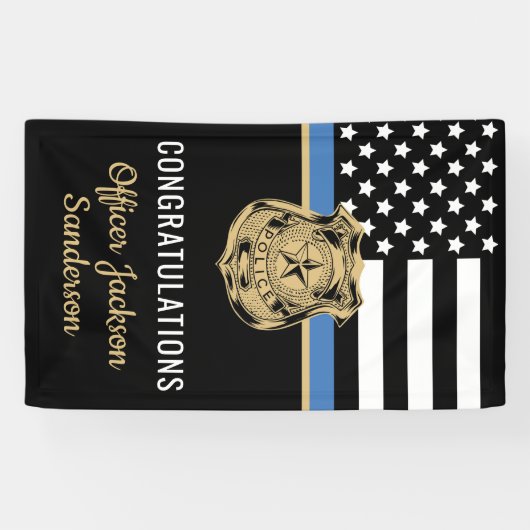 Politie pensioen blauwe lijn wetshandhaving spandoek (Horizontaal)