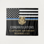 Politie pensioen blauwe lijn wetshandhaving wandkleed (Voorkant (horizontaal))