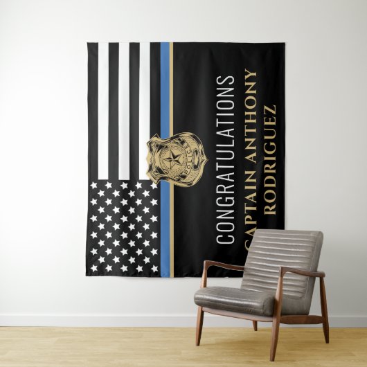 Politie pensioen blauwe lijn wetshandhaving wandkleed (In situ)