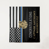 Politie pensioen blauwe lijn wetshandhaving wandkleed (Voorkant)