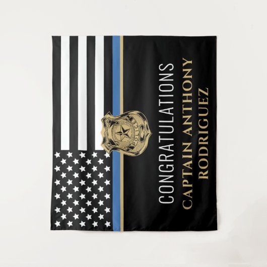 Politie pensioen blauwe lijn wetshandhaving wandkleed (Voorkant)