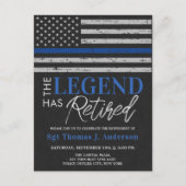 Politie Pensioen Custom Dunne Blauwe Lijn Vlag Par Uitnodiging Briefkaart (Voorkant)