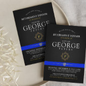 Politie Pensioen Diner Monogram Zwart Uitnodigen Kaart