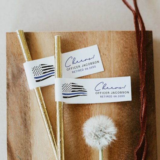 Politie pensioen Dunne Blauwe Lijn Stro Vlag