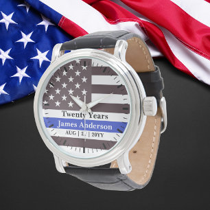Politie Pensioen Horloge Dunne Blauwe Lijn US vlag