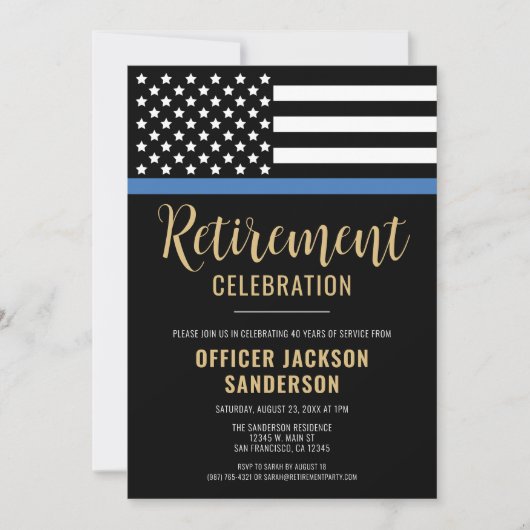 Politie Pensioen Partij Blue Line Wetshandhaving Kaart (Voorkant)