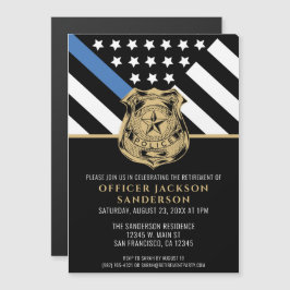 Politie Pensioen Partij Blue Line Wetshandhaving Magnetische Uitnodiging