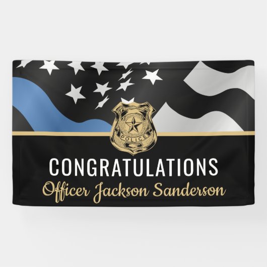 Politie Pensioen Partij Blue Line Wetshandhaving Spandoek (Horizontaal)