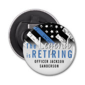 Politie Pensioenblauwe lijn Vlaggenwet Handhaving Button Flesopener (Voorkant)