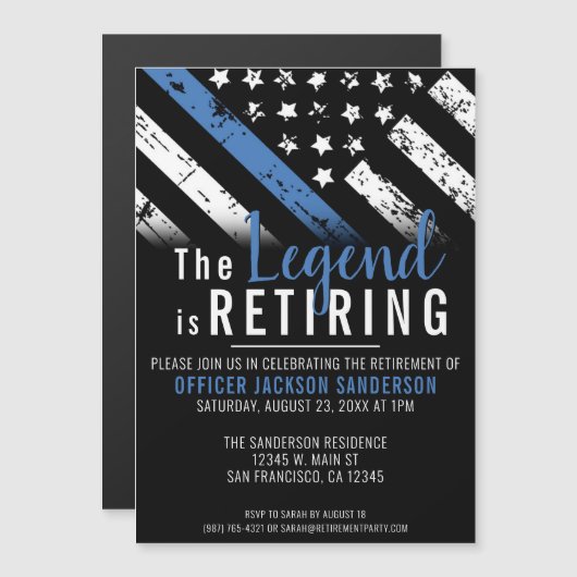 Politie Pensioenblauwe lijn Vlaggenwet Handhaving Magnetische Uitnodiging (Voorkant / Achterkant)