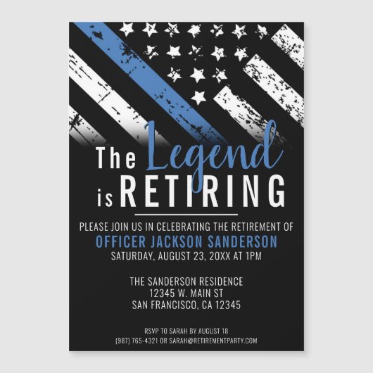 Politie Pensioenblauwe lijn Vlaggenwet Handhaving Magnetische Uitnodiging (Voorkant)