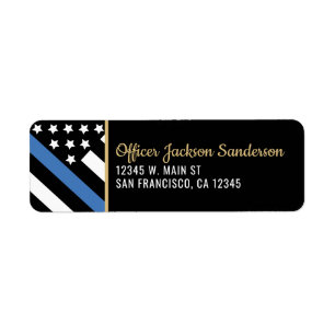 Politie Pensioenfeest Thin Blue Line Adres Etiket