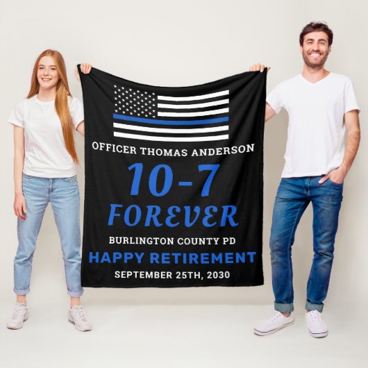 Politie Pensioengift 10-7 Dunne Blauwe Lijn Vlag Fleece Deken (In situ)