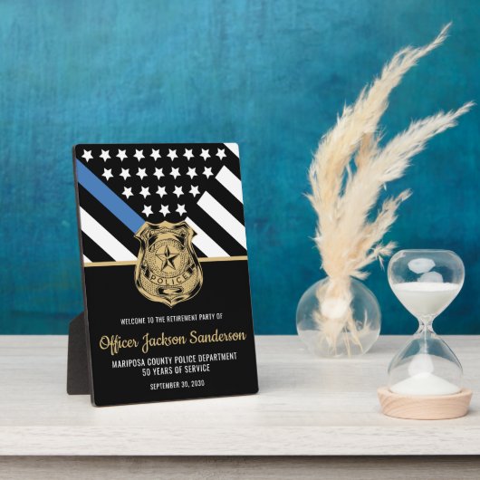 Politie Pensioenpartij Blauwe Lijn Welkom Fotoplaat (Zijkant)