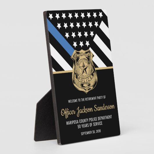 Politie Pensioenpartij Blauwe Lijn Welkom Fotoplaat (Zijkant)