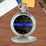 Politie Pensionering Gift Dank u voor de blauwe li Zakhorloge<br><div class="desc">Ik wil u met deze Thin Blue Line bedanken voor uw waardering voor een uitstekende politieagent. Ik dank u voor de politie Pocket Watch. Ideaal voor serviceprijzen en Pensioencadeaus van politie. Personaliseer met naam, jaren van de dienst en de dienstjaren. COPYRIGHT © 2020 Judy Burrows, Black Dog Art - Alle...</div>