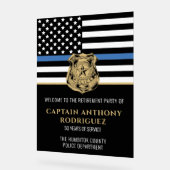 Politie pensionering rechtshandhaving ambtenaar we acryl bord (Hoek)