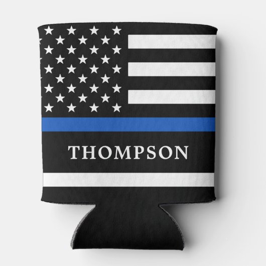 Politie persoonlijke wetshandhaving met blauwe lij blikjeskoeler (Achterkant)