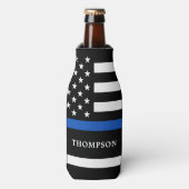 Politie persoonlijke wetshandhaving met blauwe lij flesjeskoeler (Fles Voorkant)