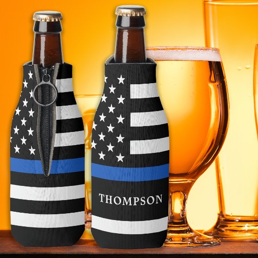 Politie persoonlijke wetshandhaving met blauwe lij flesjeskoeler