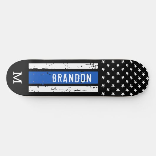 Politie persoonlijke wetshandhaving met blauwe lij persoonlijk skateboard (Horizontaal)