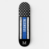 Politie persoonlijke wetshandhaving met blauwe lij persoonlijk skateboard (Voorkant)