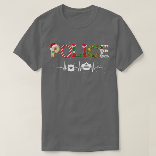 Politie Pet hartslag Kerstman Sneeuwkerstman T-shirt (Design voorkant)