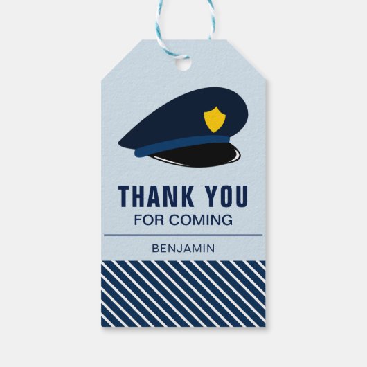 Politie Pet verjaardagsfeestje gunst Cadeaulabel (Achterkant)