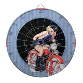 Politie Pin Up Girl op motorfiets Dartbord