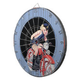 Politie Pin Up Girl op motorfiets Dartbord (Voorkant Rechts)