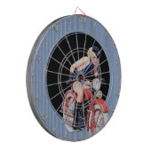 Politie Pin Up Girl op motorfiets Dartbord (Voorkant Links)
