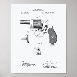 Politie Pistool 1881 Patentkunst - Witboek Poster