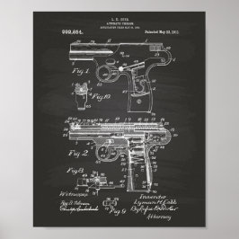 Politie Pistool 1911 Patent Art - Chalkboard Poster