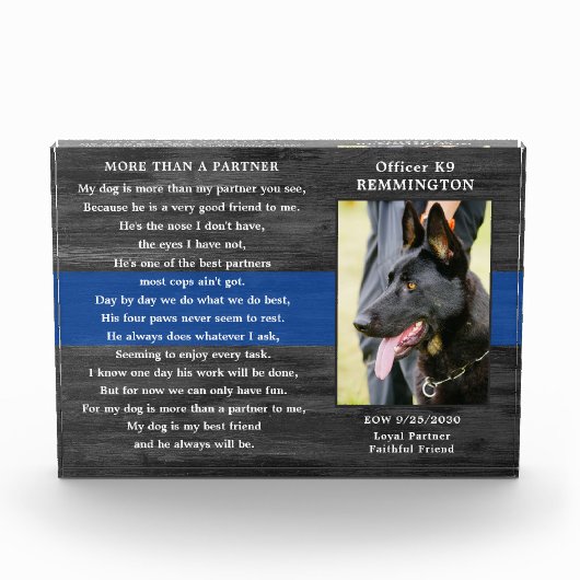 Politie politie Dog Memorial Fallen Politie K9 Fotoblokken (Voorkant)