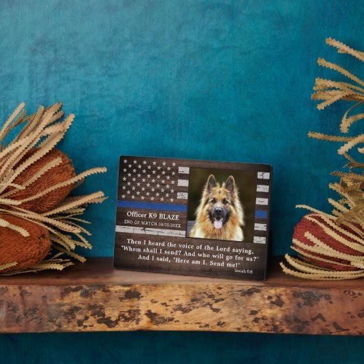 Politie politie Dog Memorial Fallen Politie K9 Fotoplaat (Zijkant)