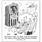 Politie Punch en Judy Cartoon. Sticker (Voorkant)