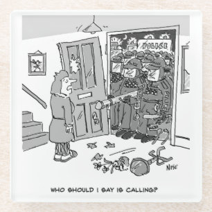 Politie Riot Raid a Property - Funny Police Thema Glazen Onderzetter