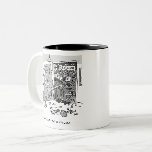 Politie Riot Raid a Property - Funny Police Thema Tweekleurige Koffiemok (Voorkant links)