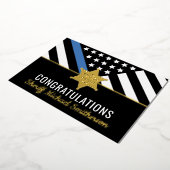 Politie Sheriff Pensioen Blauwe Lijn Congratulatie Folie Uitnodiging (Gedraaid)