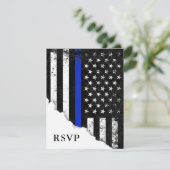 Politie Styled Amerikaanse Vlag Wit RSVP Antwoord (Staand voorkant)