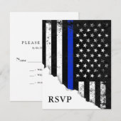 Politie Styled Amerikaanse Vlag Wit RSVP Antwoord (Voorkant / Achterkant)