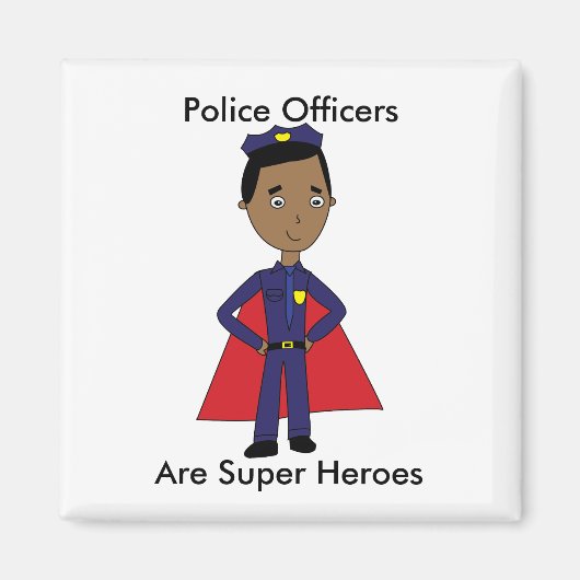 Politie Super Hero Afro Amerikaans Personaliseren Magneet (Voorkant)