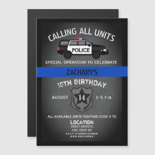 Politie - SUV-badge Thin Blue Line Birthday Magnetische Uitnodiging