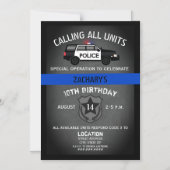 Politie - SUV-badge Thin Blue Line Birthday Magnetische Uitnodiging (Voorkant)