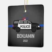 Politie SUV Thin Blue Line Kinder Kerstmis Keramisch Ornament (Links)